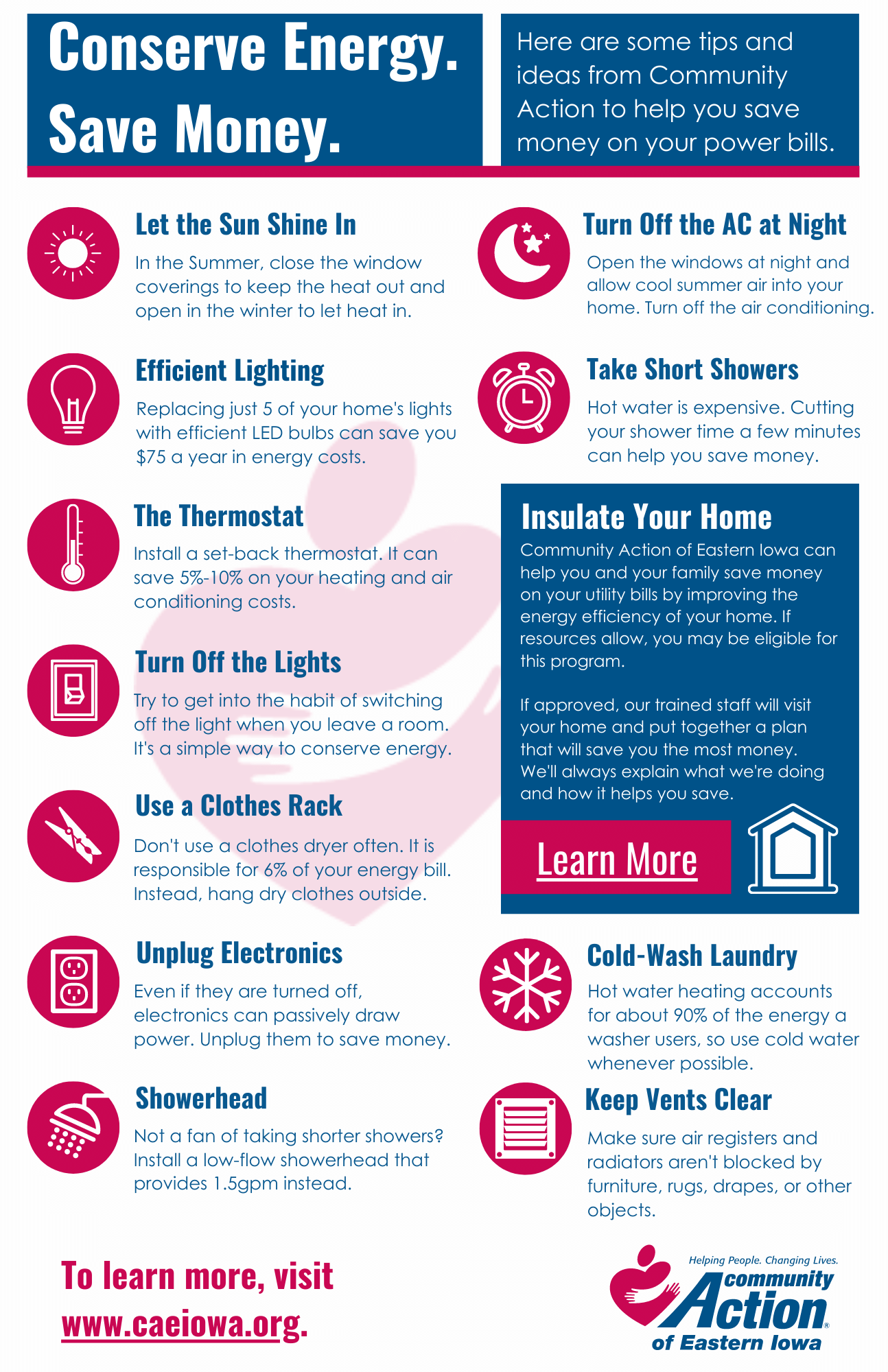 Energy Conservation Tips graphic